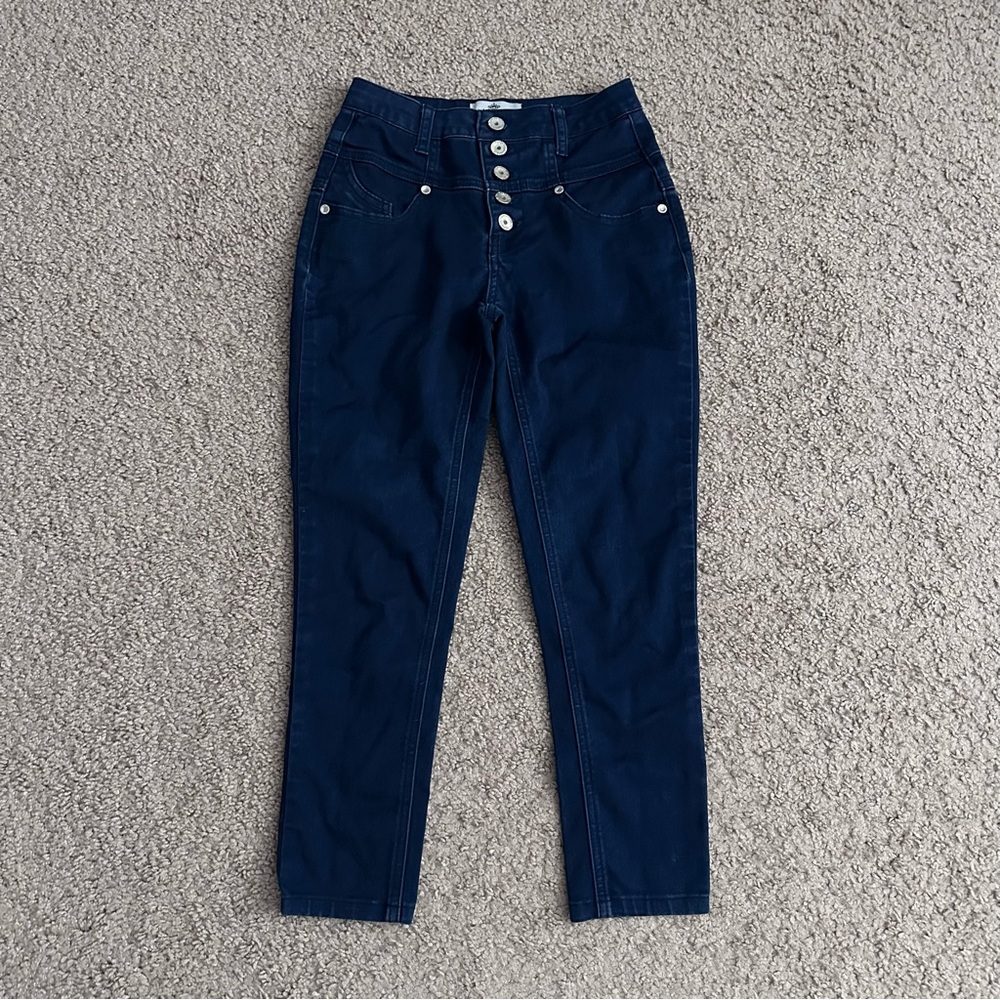 Almost Famous Dark Blue Skinny Capri Jeans Womens Womens 0